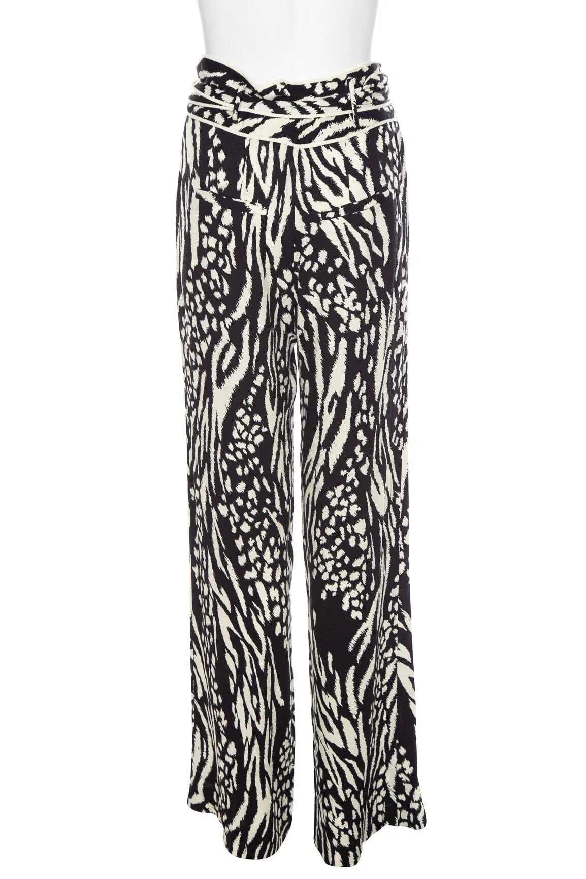 Veronica Beard Cream and Black Animal Print Pant SZ 2 - Image 3