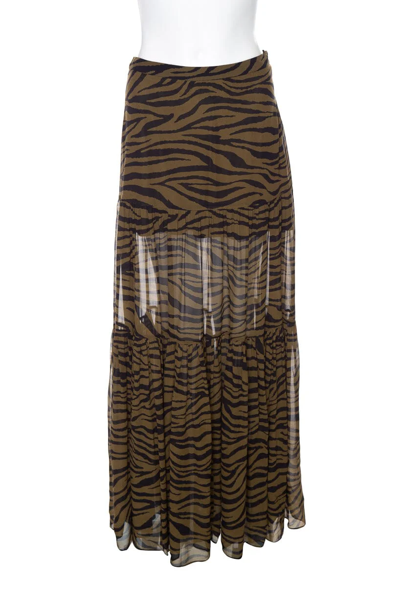 Veronica Beard Olive Zebra Maxi Skirt SZ 6