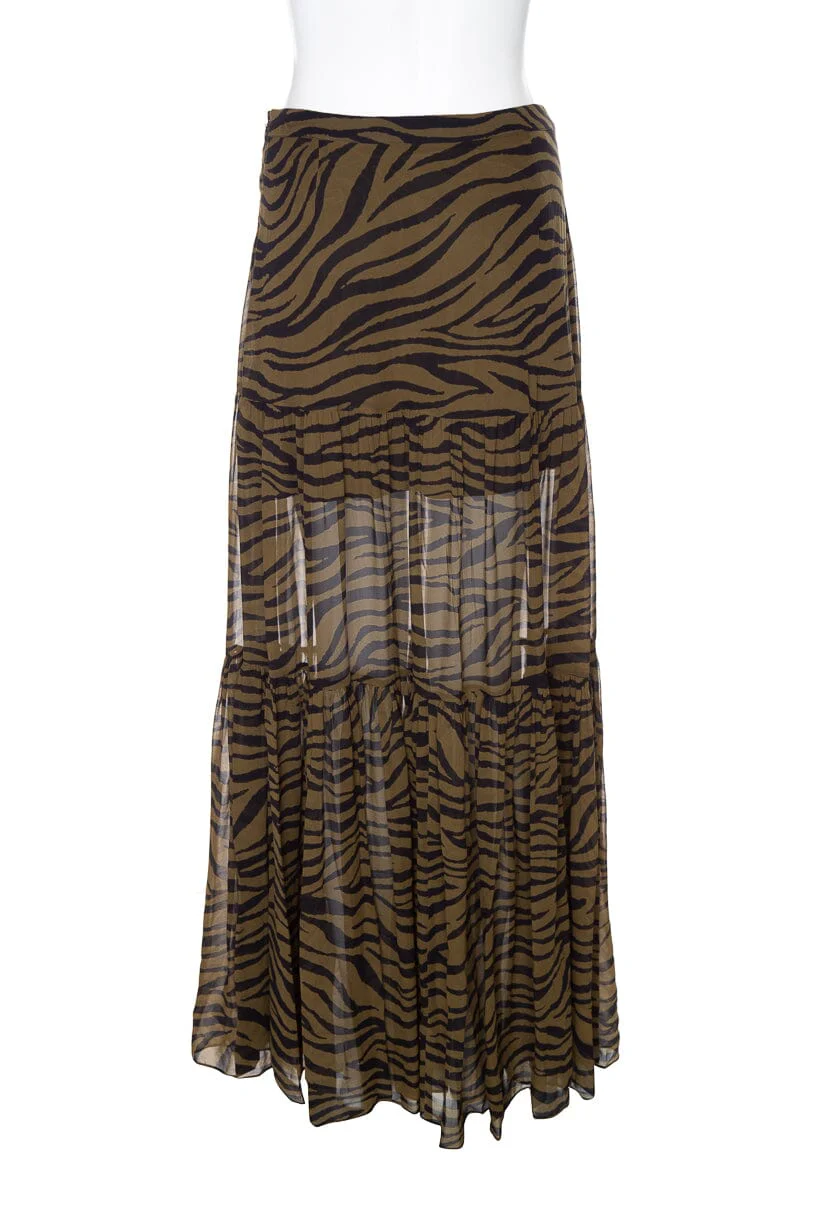 Veronica Beard Olive Zebra Maxi Skirt SZ 6 - Image 3