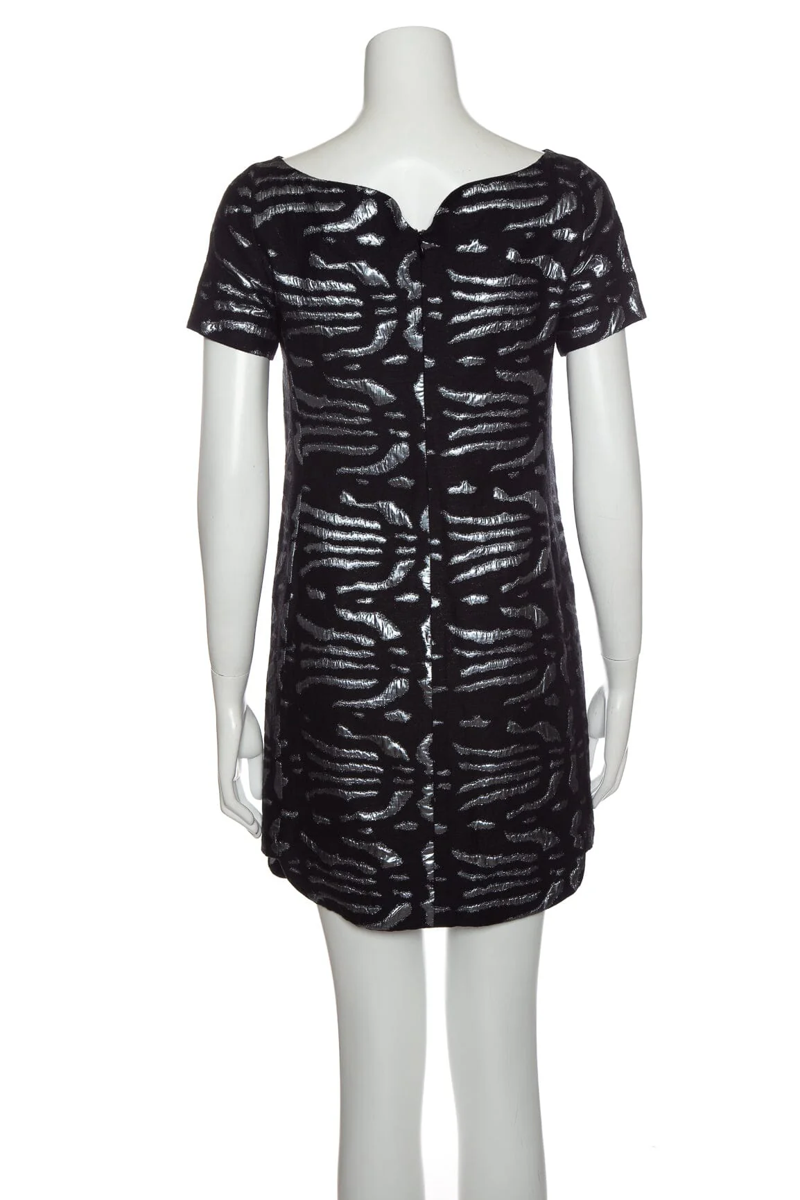 Versace Black and Silver Short Sleeve Shift Dress SZ 40 NWT - Image 3