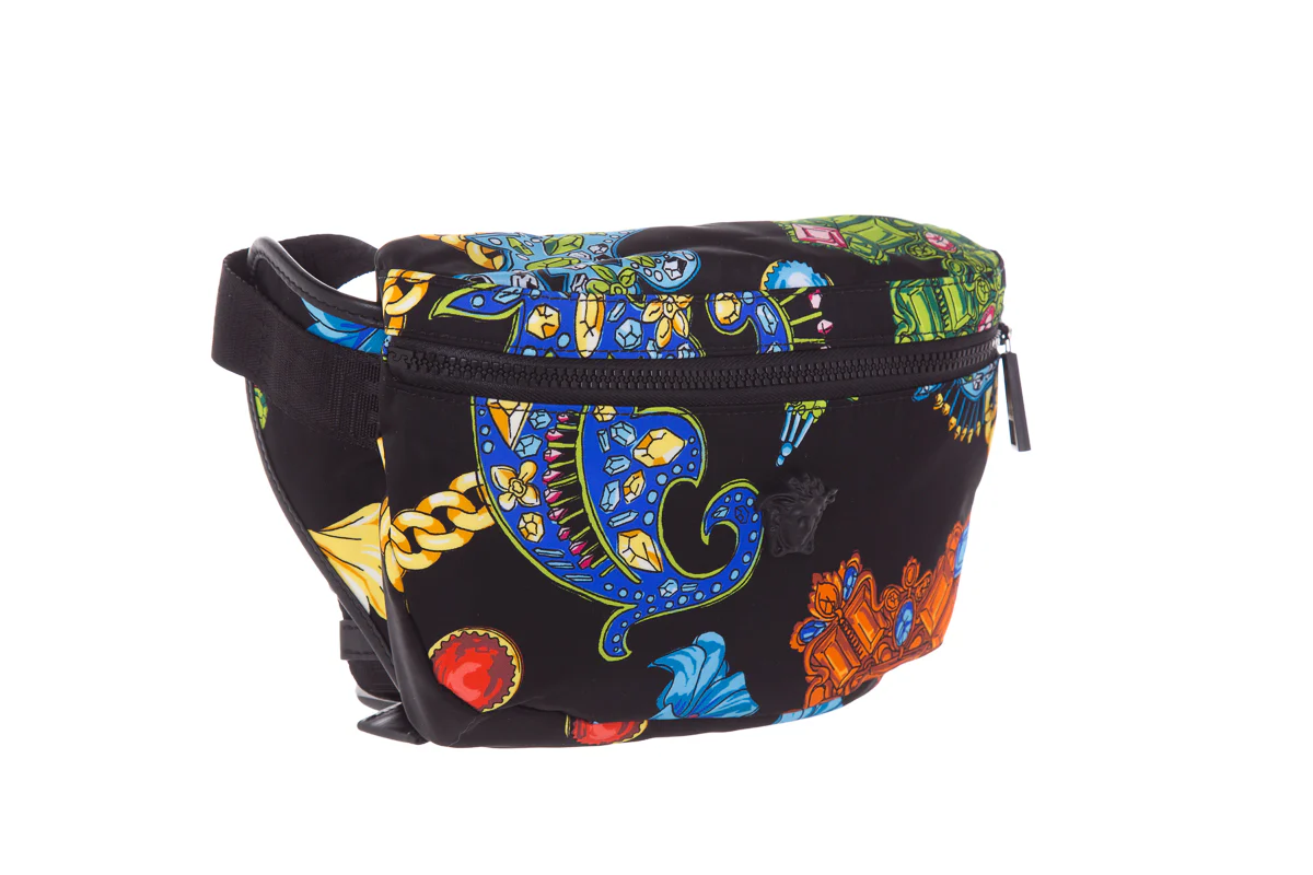 Versace Black & Multi Printed Fanny Pack - Image 4