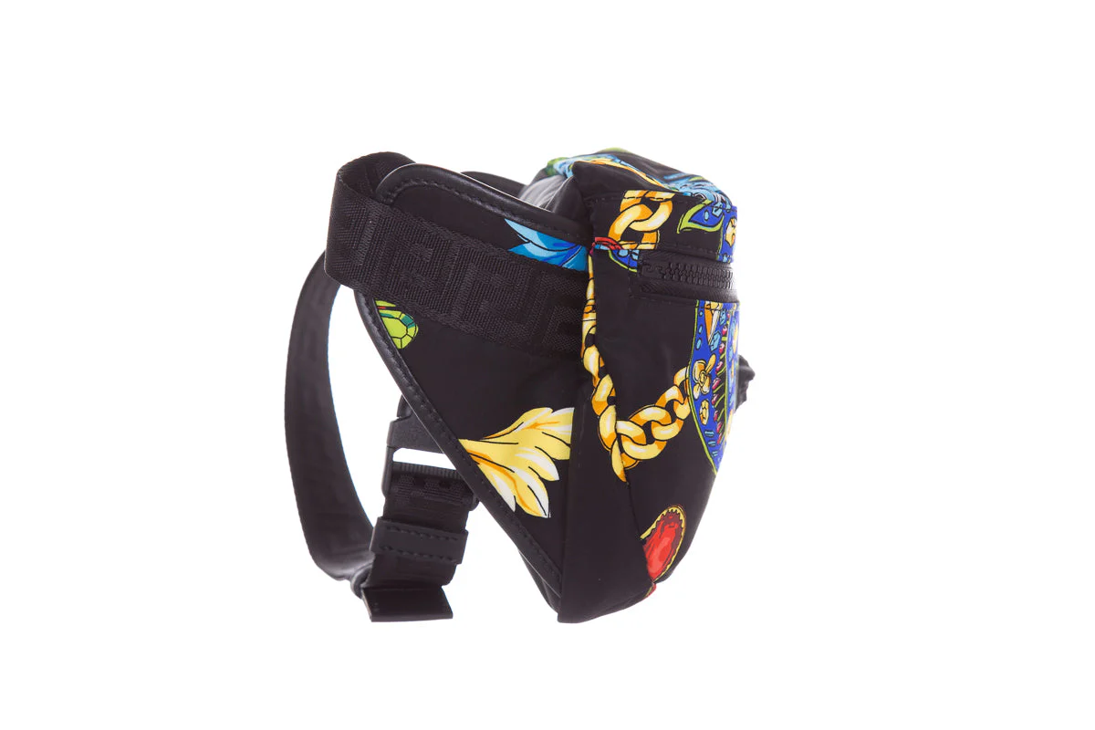 Versace Black & Multi Printed Fanny Pack - Image 5