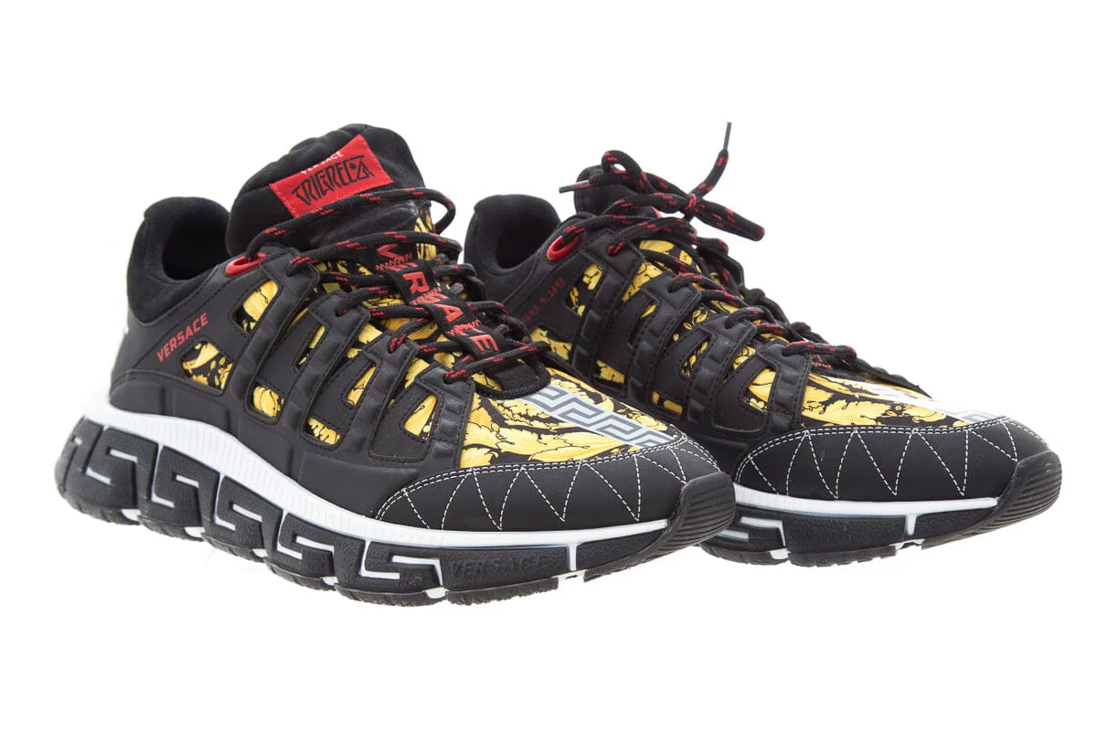 Versace Black & Yellow Printed Sneakers SZ 46 - Image 3