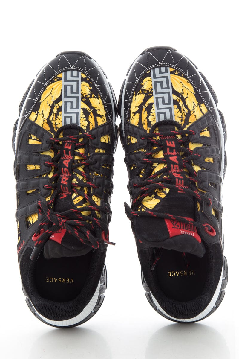Versace Black & Yellow Printed Sneakers SZ 46 - Image 5