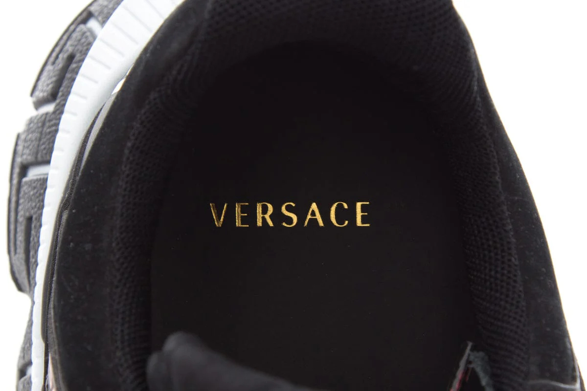 Versace Black & Yellow Printed Sneakers SZ 46 - Image 7