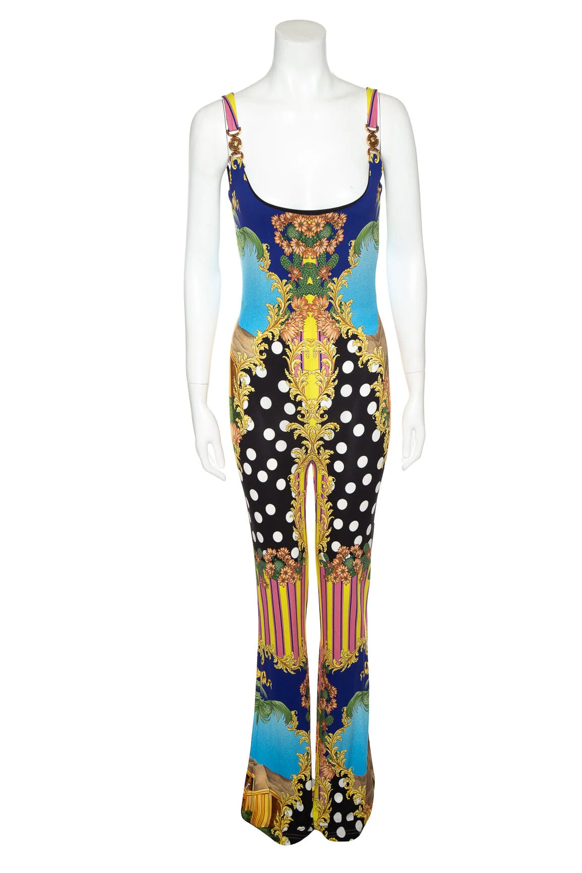 Versace Multicolor and Multiprinted Jumpsuit SZ 44 NWT