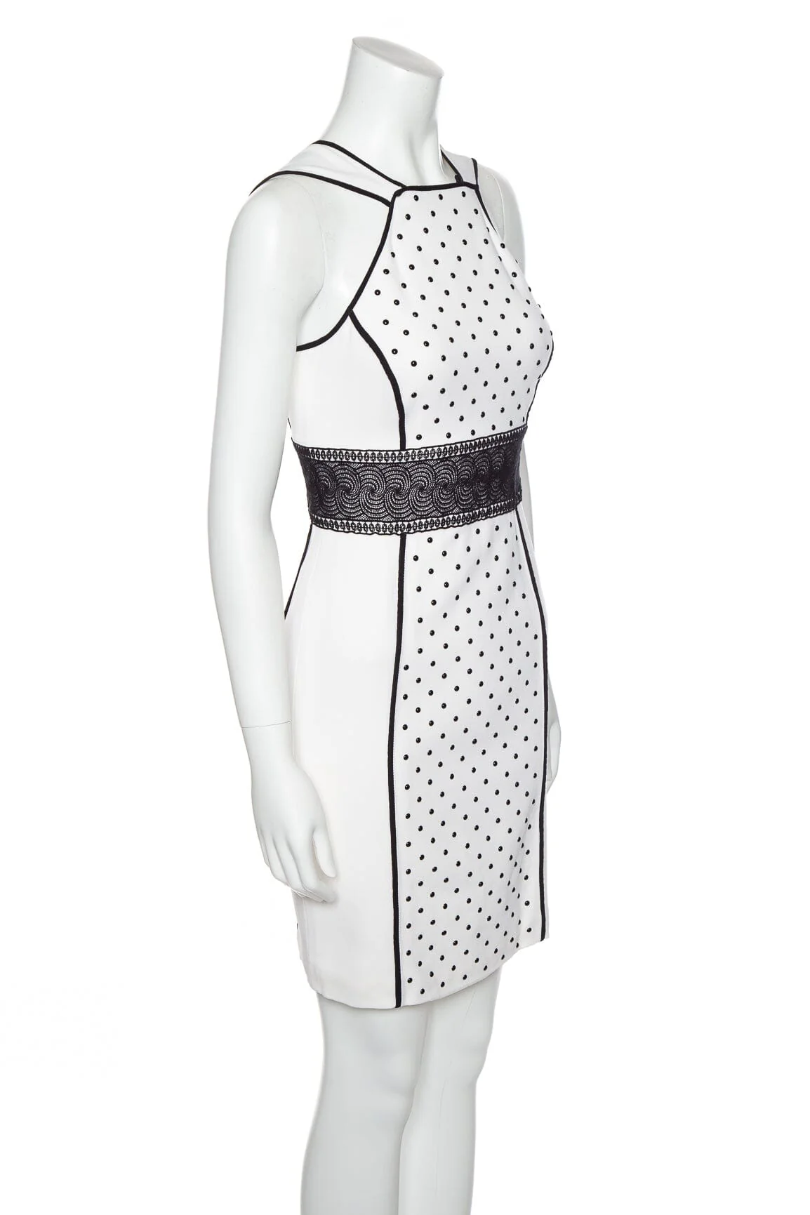 Versace White and Black Sleeveless Polka Dot Stud Dress SZ 40 - Image 2
