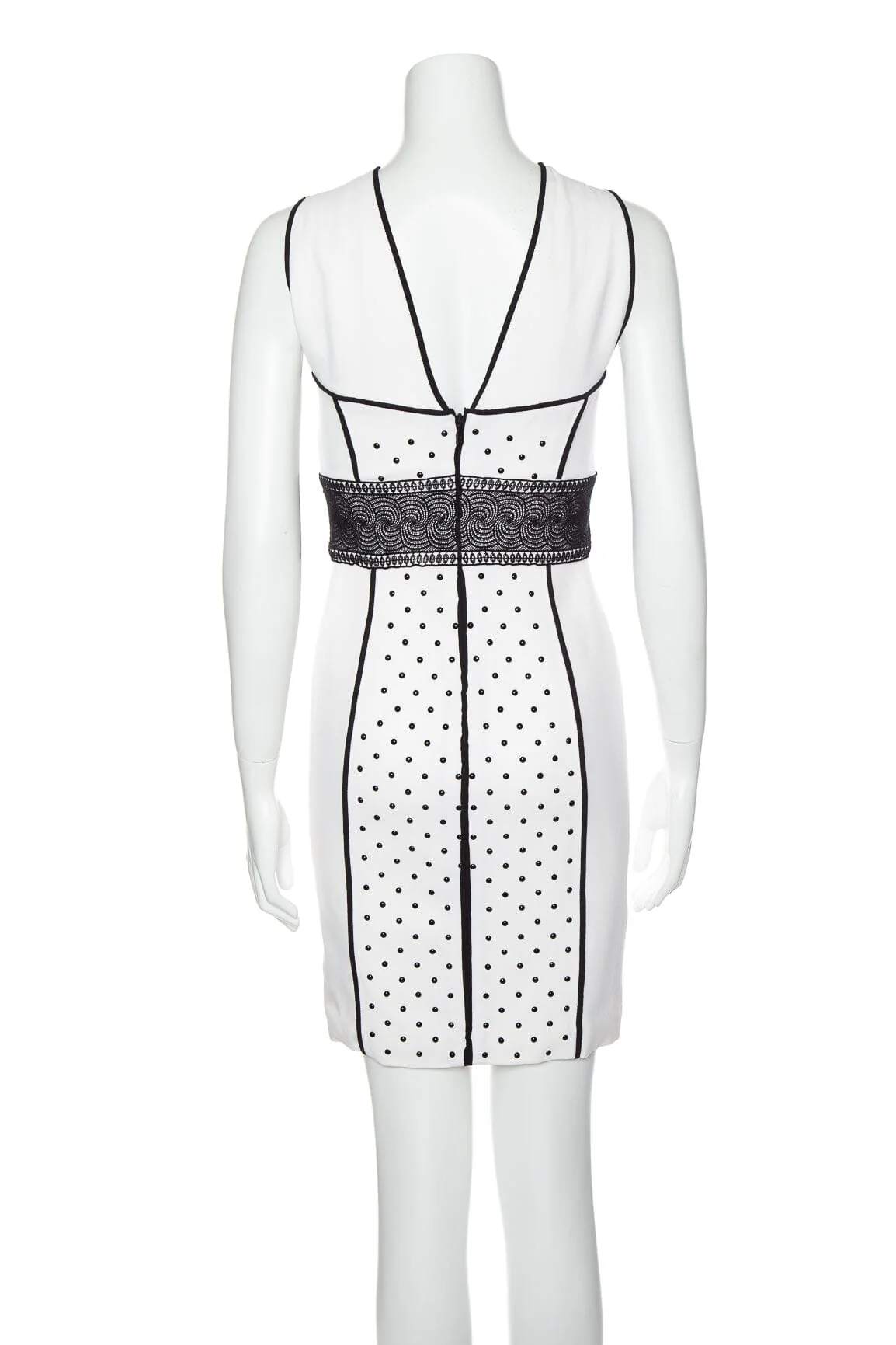 Versace White and Black Sleeveless Polka Dot Stud Dress SZ 40 - Image 3
