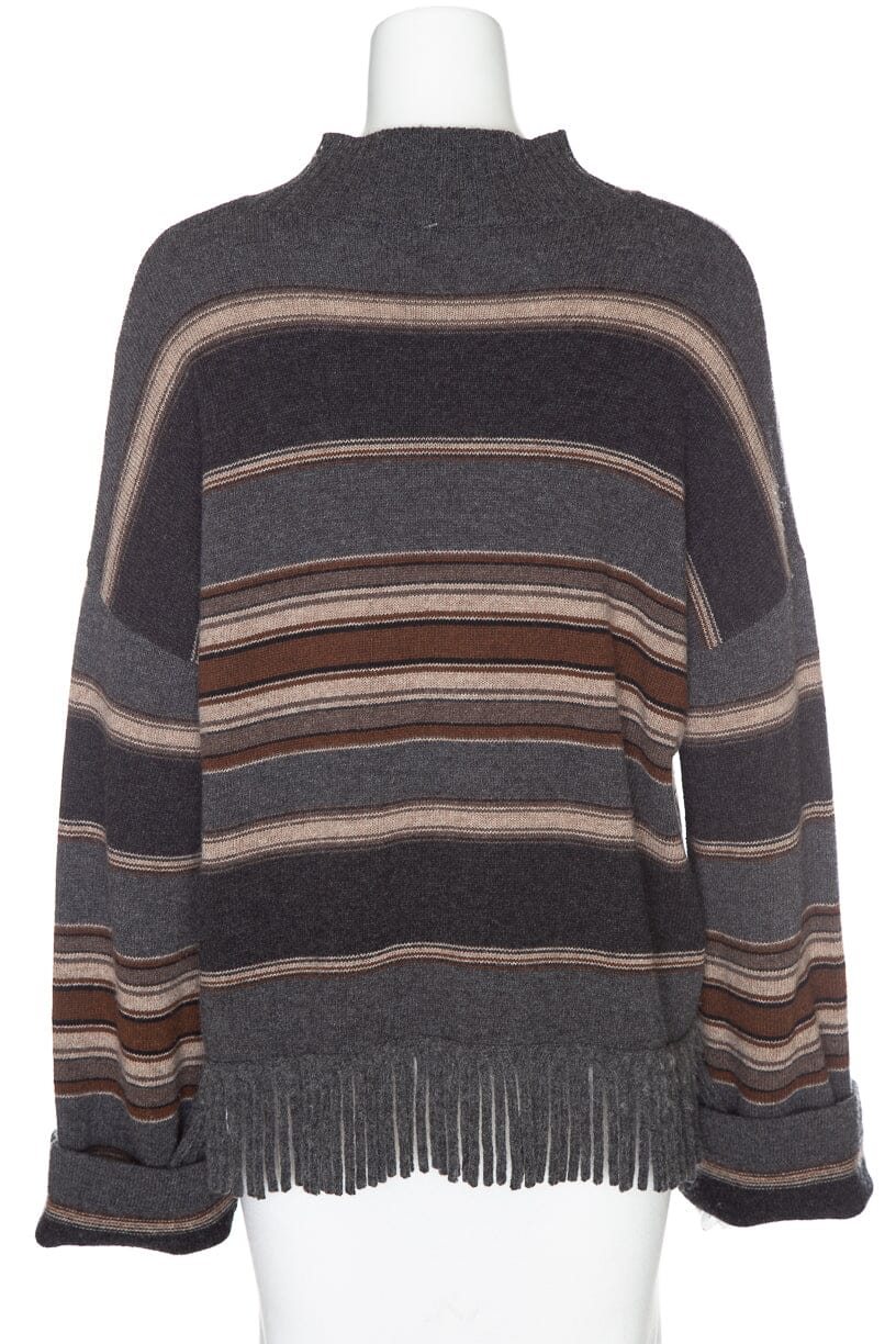 Weekend Max Mara Grey and Brown Stripe Mock Neck Sweater SZ L - Image 3