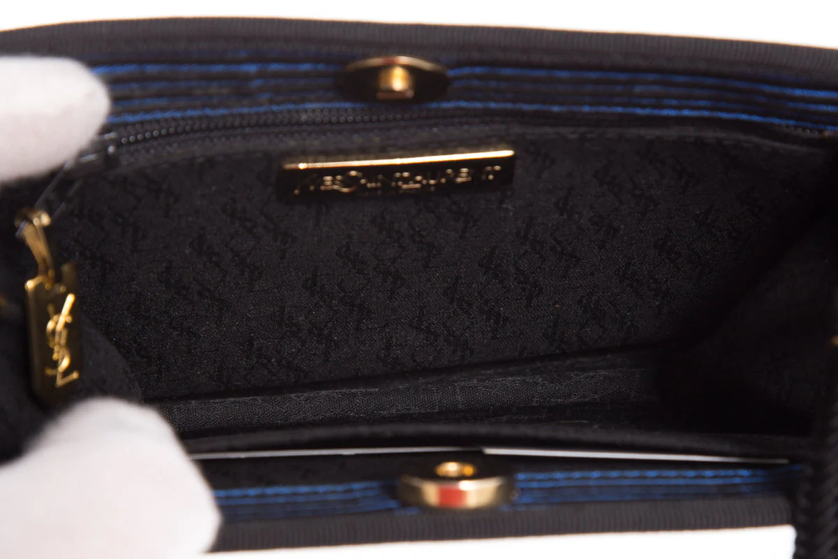 YSL Navy & Black Handbag - Image 7