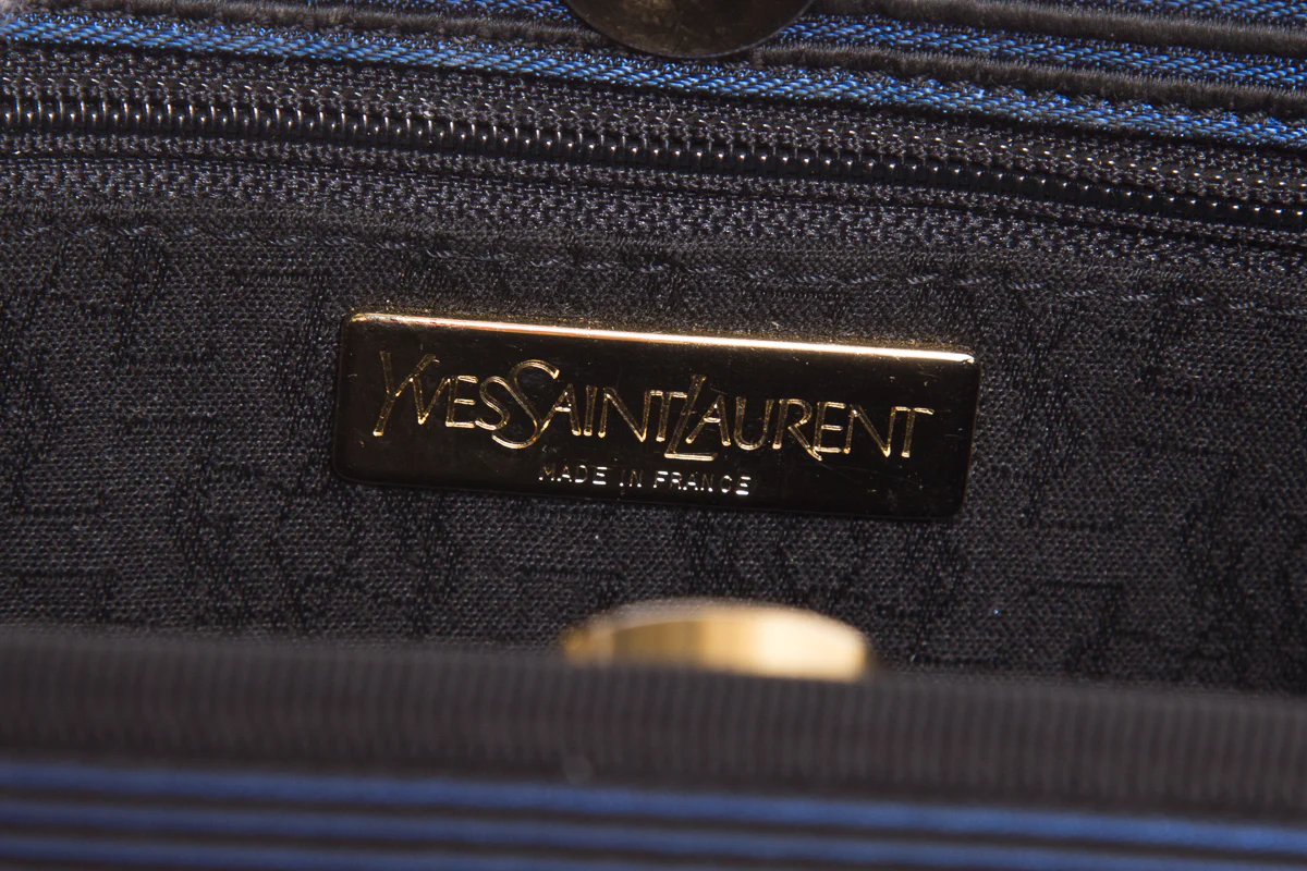 YSL Navy & Black Handbag - Image 8
