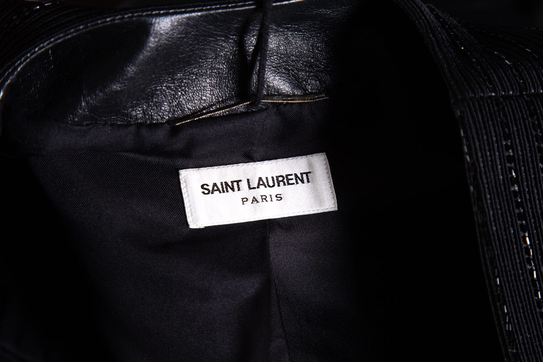Yves Saint Laurent Black Leather Embellished Blazer SZ S - Image 5