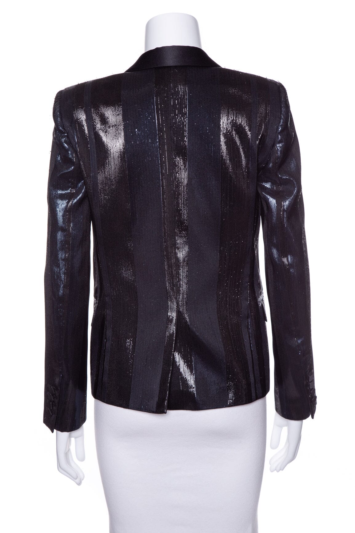 Yves Saint Laurent Black Stripped Lurex Blazer SZ XS/S - Image 3
