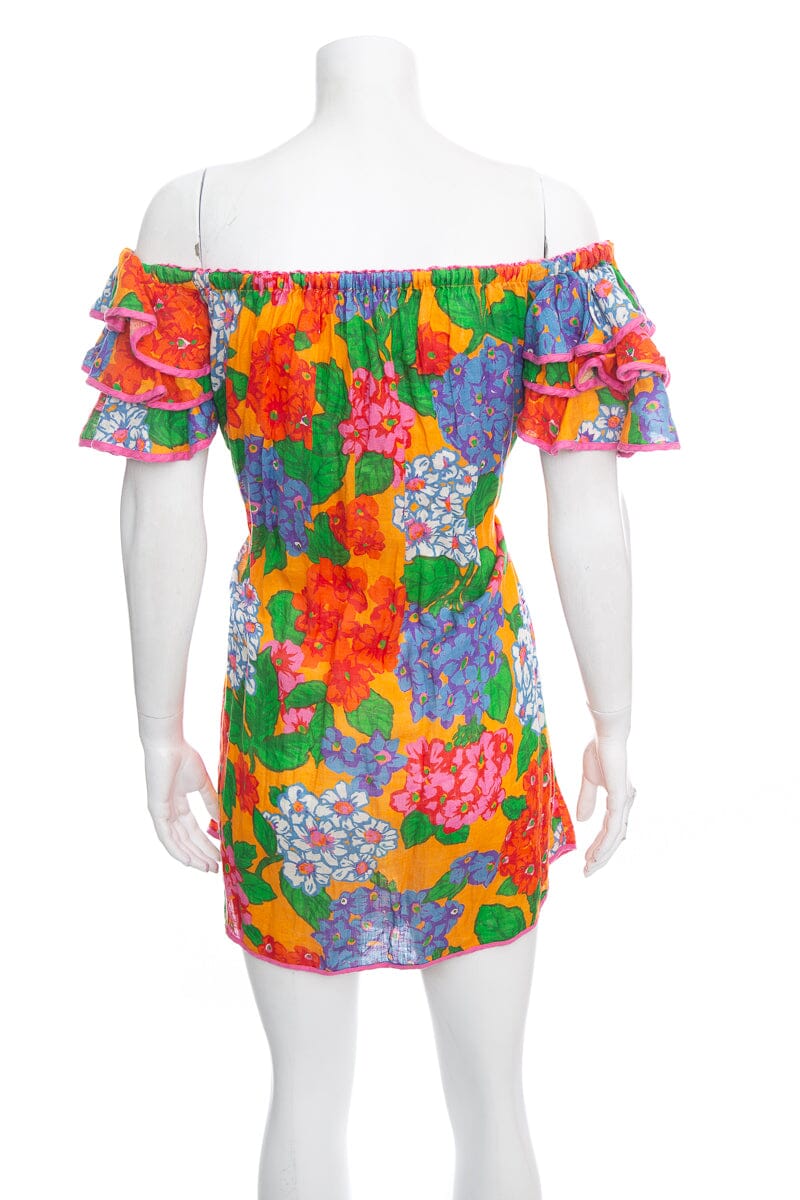 Zimmermann Multicolor Floral Off The Shoulder Dress with Tie Waist SZ 0 - Image 3